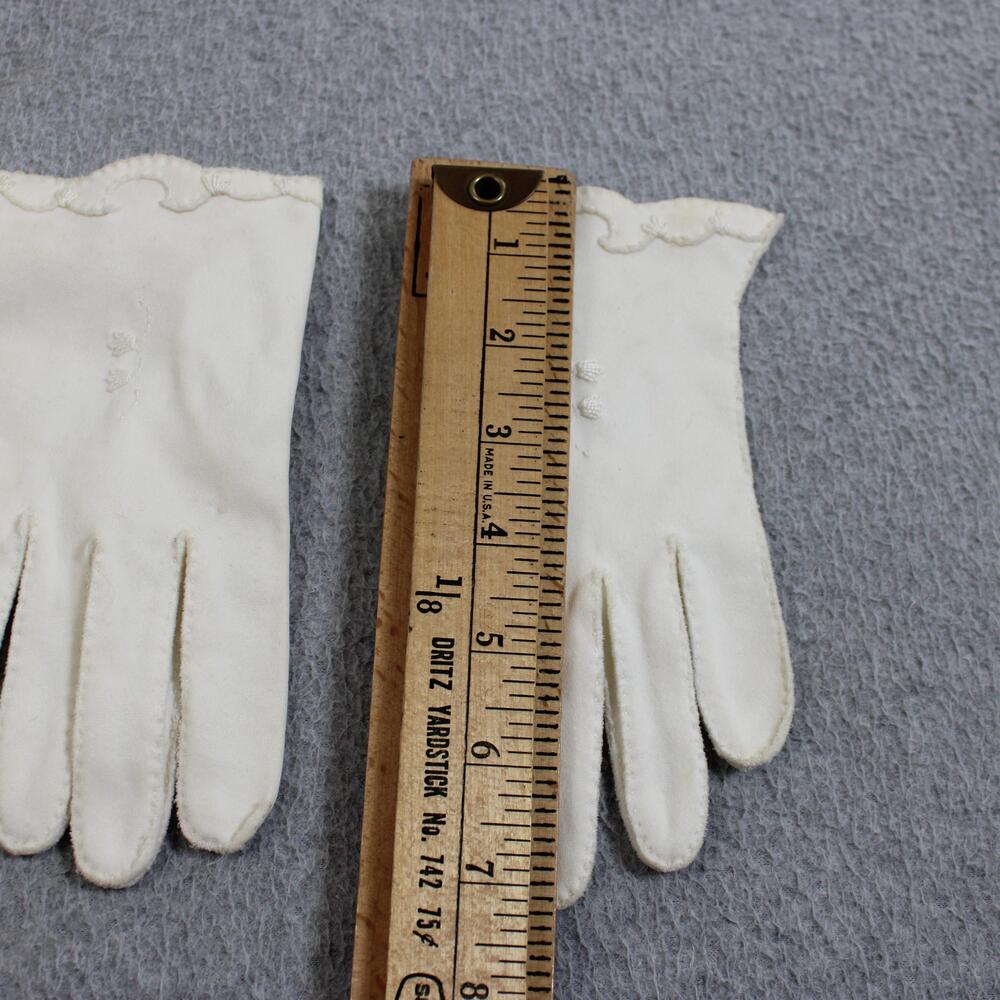 Vintage Gloves Women One Size White Lace Embroidered Wrist Formal Lot Cosplay - Picture 5 of 12